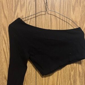 Zara Black One-Shoulder Cropped Knit Top
